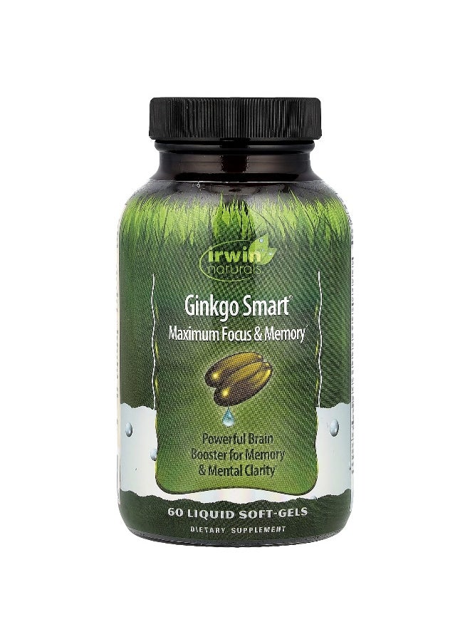 Irwin Naturals Irwin Naturals, Ginkgo Smart®, Maximum Focus & Memory, 60 Liquid Soft-Gels 