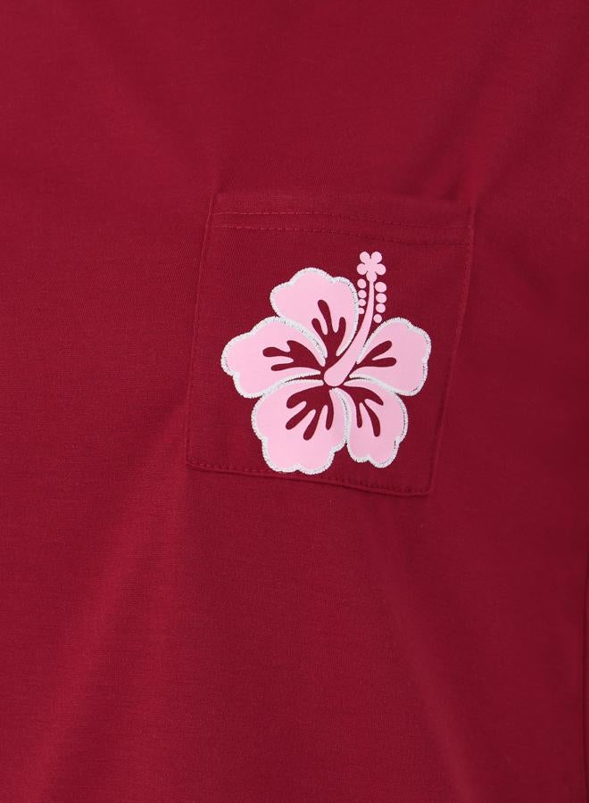 ستايلي طقم من بنطال بيجاما وتيشيرت بطبعة جرافيك وأكتاف منخفضة - Image 4