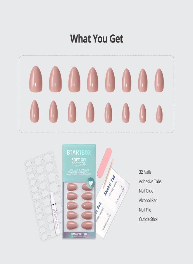 BTArtbox Press On Nails Almond - Flesh Pink Nude Short Fall Press On Nails with Glue for Women, Opaque Soft Gel Glue On Nails in 16 Sizes - 32 Stick On Nails Kit, Fawn Fleek - Image 5