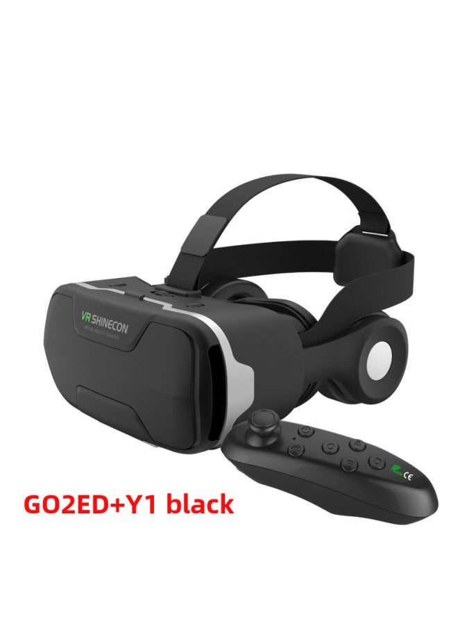 Generic Shinecon G02ed Vr Glasses Earphone Version Eye Protection 360 Degree All Scene Mobile Vr Glasses Digital Computer Accessories-Color:G02ED + Y1 Black  - Image 1
