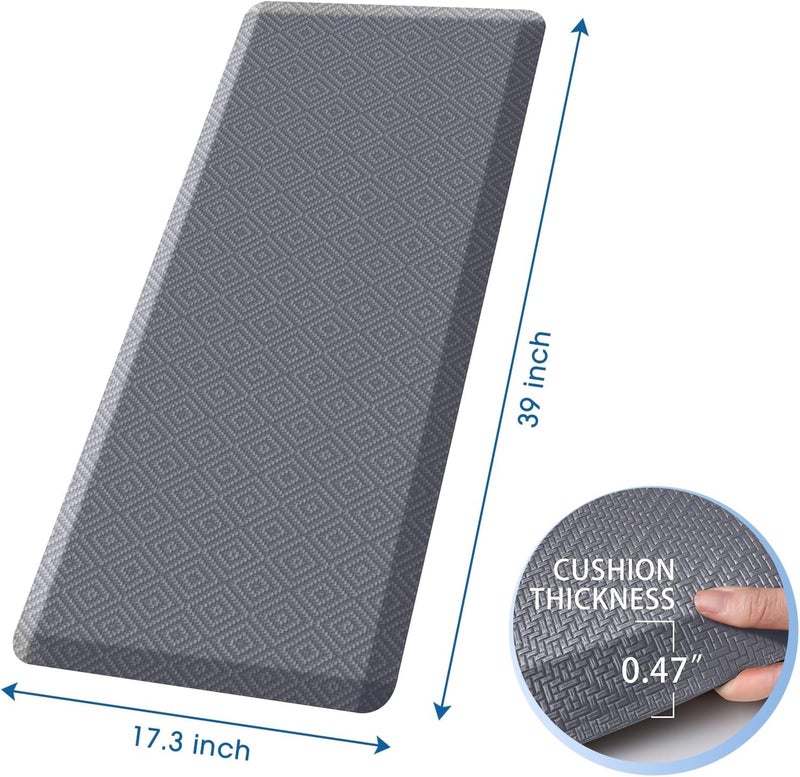 Mattitude Kitchen Mat Cushioned Anti-Fatigue Floor Mat Water Resistant Non-Slip Mats and Rugs Standing and Comfort Desk Mats for House Sink Office Laundry (Light Grey, 17.3"x39") - Image 2