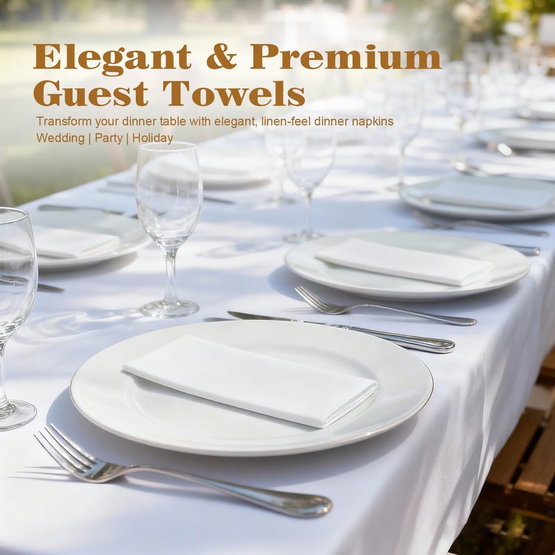 GINKGO 200 Pack Disposable Linen-Feel Guest Hand Towels, Thick & Absorbent Paper Hand Napkins, Cloth-Like Bathroom Towels for Everyday, Wedding, Party & Kitchen â€“ White - Image 5