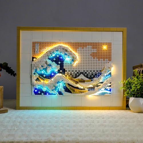 BrickBling LED Lights Compatible with Lego Hokusai The Great Wave Wall Art Craft Light up Your Ocean Canvas 31208 Lights Only Not Come with Model Classic Version Light - Image 1