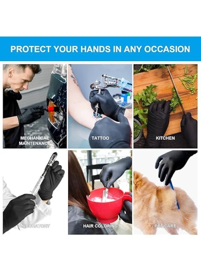 Premium Powder-Free Black Nitrile Gloves - Food Grade Safe, Latex-Free Disposable Gloves - Multi-Purpose & High Quality - Image 2