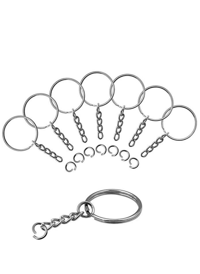 KASTWAVE - 100pcs Split Key Rings with Link Ring Nickel Plated Split Key Ring Chain for Lestai with Silver Color Metal Split Key Ring Chain with Link Ring - Image 1