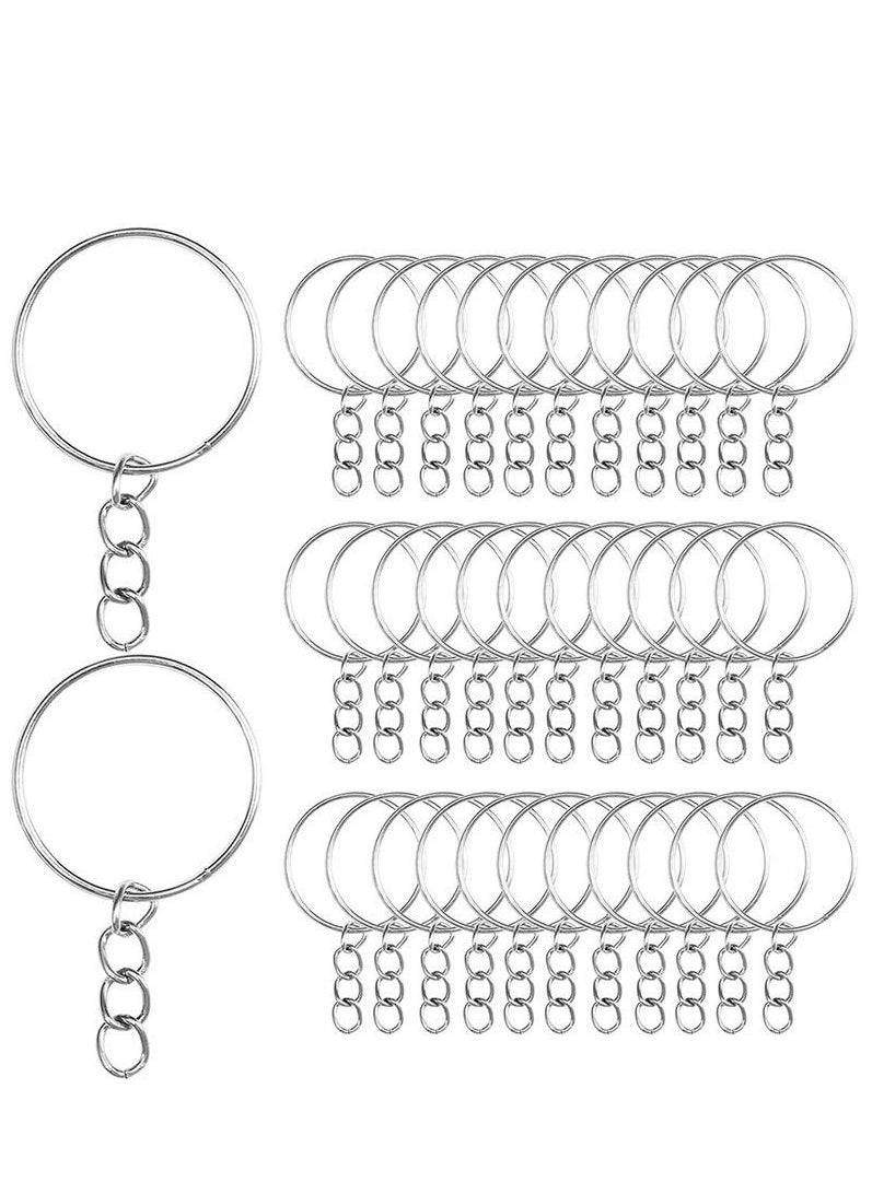 KASTWAVE - 100pcs Split Key Rings with Link Ring Nickel Plated Split Key Ring Chain for Lestai with Silver Color Metal Split Key Ring Chain with Link Ring - Image 1