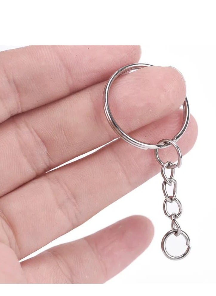KASTWAVE - 100pcs Split Key Rings with Link Ring Nickel Plated Split Key Ring Chain for Lestai with Silver Color Metal Split Key Ring Chain with Link Ring - Image 1