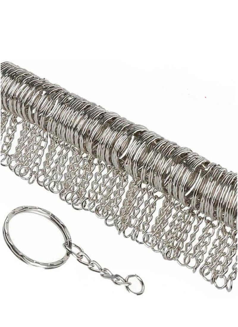 KASTWAVE - 100pcs Split Key Rings with Link Ring Nickel Plated Split Key Ring Chain for Lestai with Silver Color Metal Split Key Ring Chain with Link Ring - Image 1