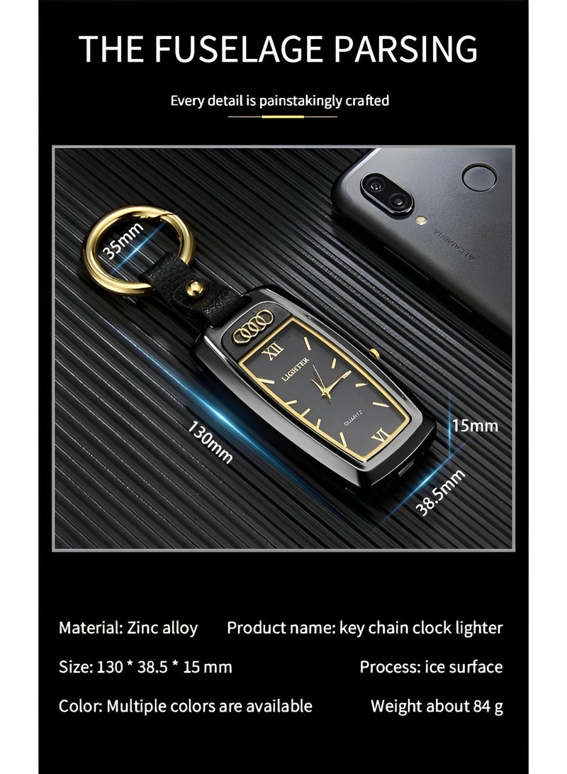REOCLE Metal Multifunction Watch Lighter Personalized Car Keychain Watch Multifunctional Rechargeable With Compass Gadgets - Image 4
