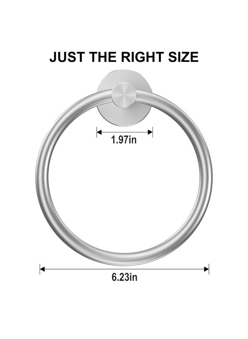 SYOSI Towel Holder for Bathroom Wall, Stainless Steel Hand Towel Ring, Heavy Duty Towel Hanger for Bath, Kitchen, Drill Hole Installation, Silver Finish, Durable & Space-Saving Design(Silver) - Image 5