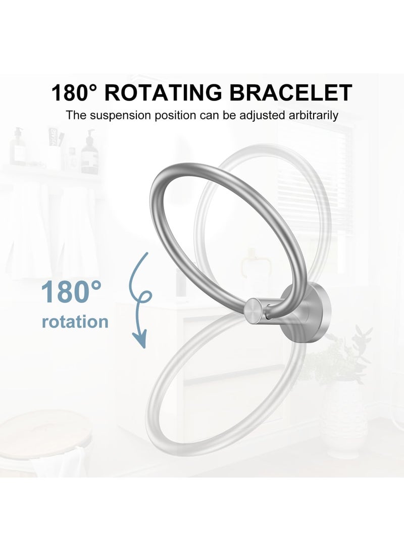 SYOSI Towel Holder for Bathroom Wall, Stainless Steel Hand Towel Ring, Heavy Duty Towel Hanger for Bath, Kitchen, Drill Hole Installation, Silver Finish, Durable & Space-Saving Design(Silver) - Image 3