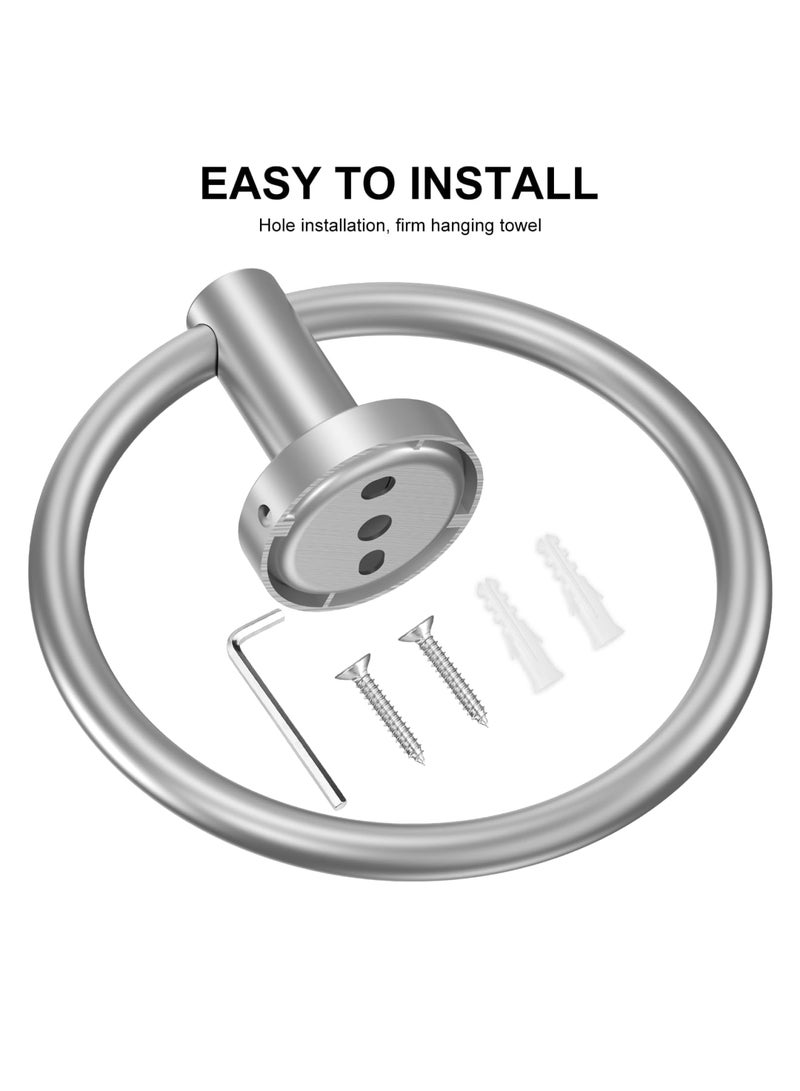 SYOSI Towel Holder for Bathroom Wall, Stainless Steel Hand Towel Ring, Heavy Duty Towel Hanger for Bath, Kitchen, Drill Hole Installation, Silver Finish, Durable & Space-Saving Design(Silver) - Image 4