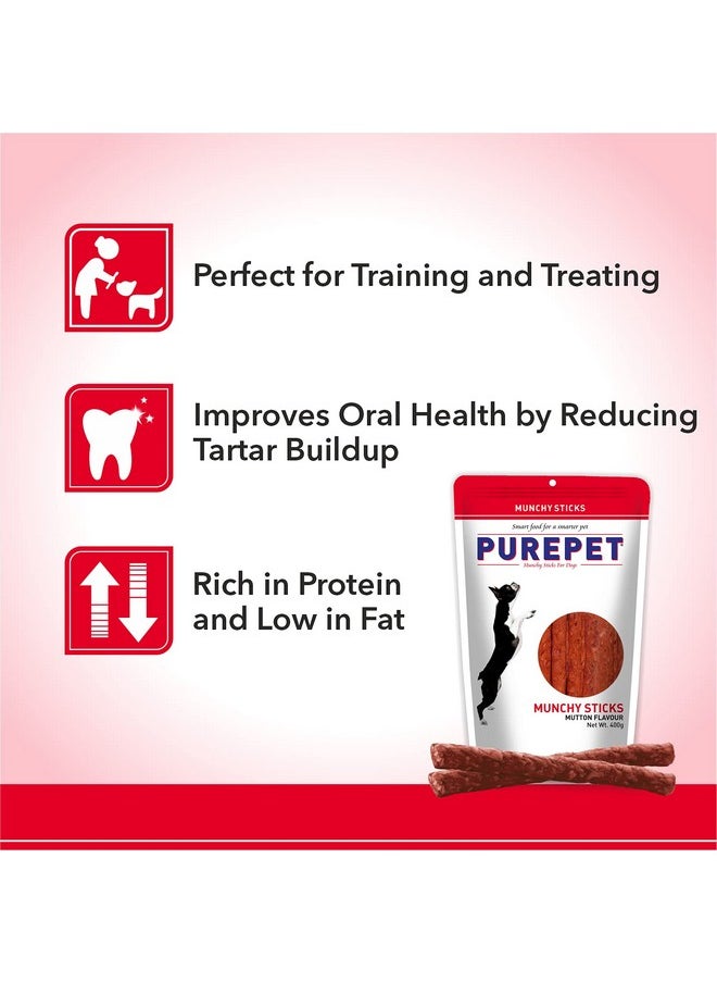 PUREPET PUREPET Dog Treat Munchy Sticks, Mutton Flavour 400G Pack, All Life Stages  - Image 5