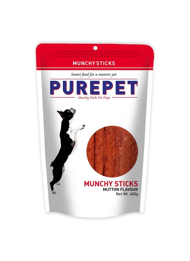 PUREPET PUREPET Dog Treat Munchy Sticks, Mutton Flavour 400G Pack, All Life Stages  - Image 1