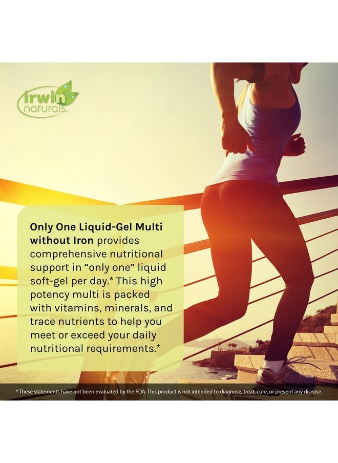 Irwin Naturals - Only One Liquid Gel Multi No Iron Daily Essential Vitamins Minerals Antioxidants Omega 3 & Green Super Foods 60 Liquid Softgels - Image 1