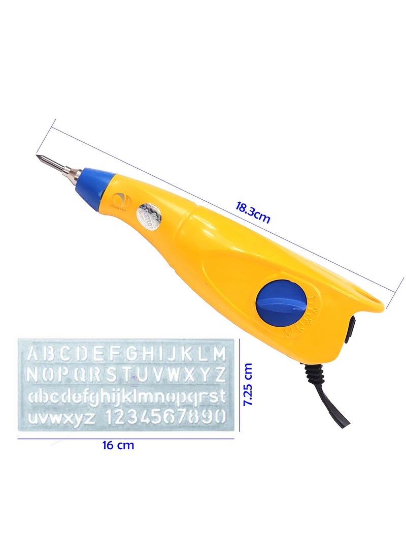 ISC ISC Handy Electric Engraving Machine and Stencil and Vibration Type 9 Step Stoke Adjustment Useful to Engrave on JewelryMetalGlassWoodPlastic Standard Size Yellow  - Image 2