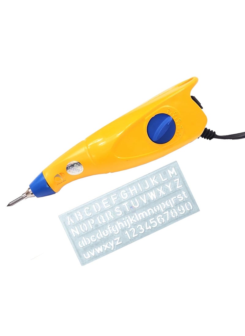 ISC ISC Handy Electric Engraving Machine and Stencil and Vibration Type 9 Step Stoke Adjustment Useful to Engrave on JewelryMetalGlassWoodPlastic Standard Size Yellow  - Image 1