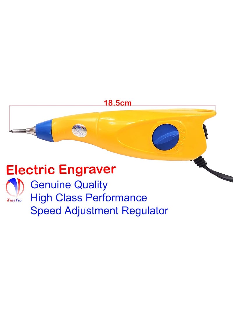 ISC ISC Handy Electric Engraving Machine and Stencil and Vibration Type 9 Step Stoke Adjustment Useful to Engrave on JewelryMetalGlassWoodPlastic Standard Size Yellow  - Image 3
