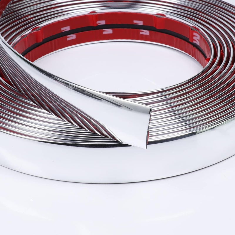 SBWLKJ 3/4"(20mm) Automotive Chrome Side Moldings 35FT Universal Car Side Moldings(Self-Adhesive) UV-Protected Scratch-Proof for All Vehicles Body Door Window Bumper - Image 1