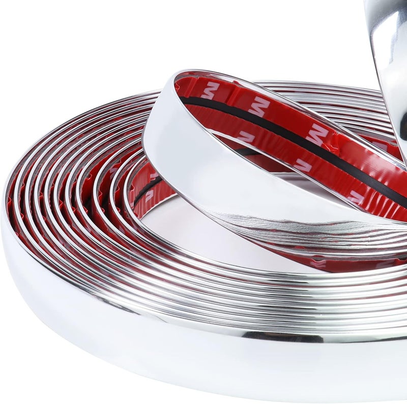 SBWLKJ 3/4"(20mm) Automotive Chrome Side Moldings 35FT Universal Car Side Moldings(Self-Adhesive) UV-Protected Scratch-Proof for All Vehicles Body Door Window Bumper - Image 2