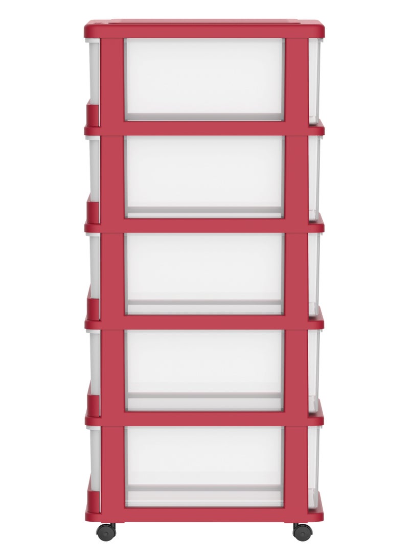 5 Tiers Storage Cabinet with Drawers & Wheels Plastic ‎Red 50x40x114 cm - pzsku/Z875732E639F2017B995FZ/45/_/1650877985/0f2b9b61-8c8c-4b23-ab82-06464ee84fdd