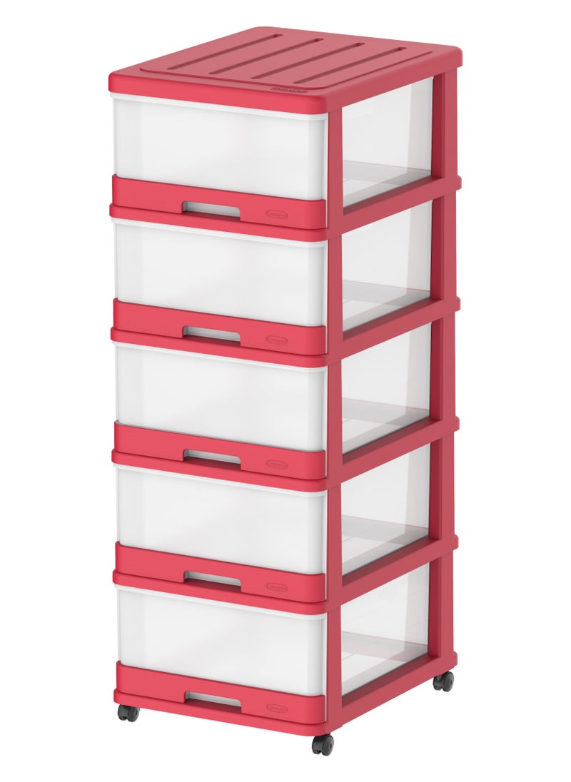 5 Tiers Storage Cabinet with Drawers & Wheels Plastic ‎Red 50x40x114 cm - pzsku/Z875732E639F2017B995FZ/45/_/1650877985/51b7334c-2500-4fce-89d9-076efca37b50