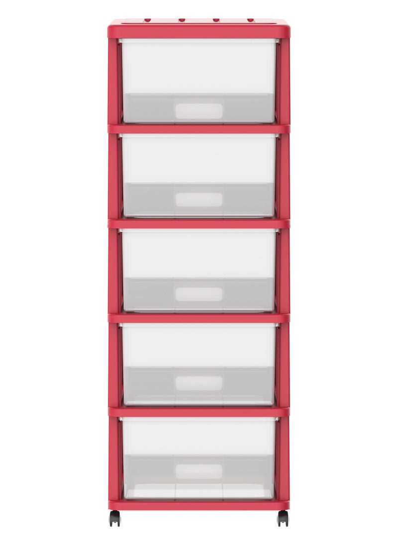 5 Tiers Storage Cabinet with Drawers & Wheels Plastic ‎Red 50x40x114 cm - pzsku/Z875732E639F2017B995FZ/45/_/1650877985/be2901ed-49af-49cd-81eb-9e7b9c721772