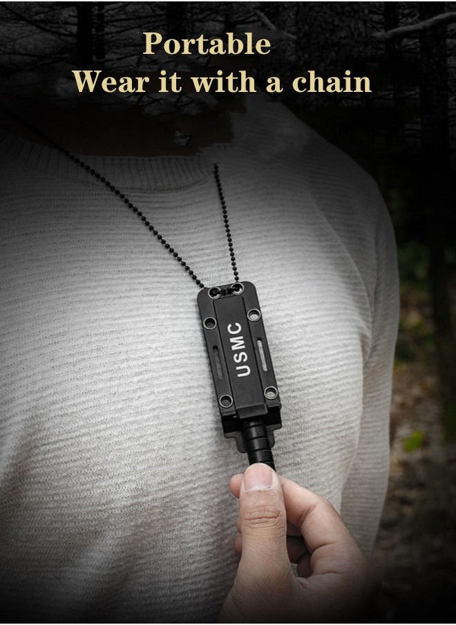 XiuWoo - Stainless Steel Outdoor Knife Camping Straight Knife with Sheath and Chain - Image 1