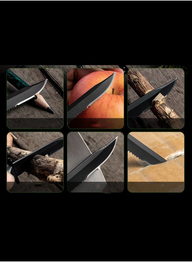 XiuWoo - Stainless Steel Outdoor Knife Camping Straight Knife with Sheath and Chain - Image 1
