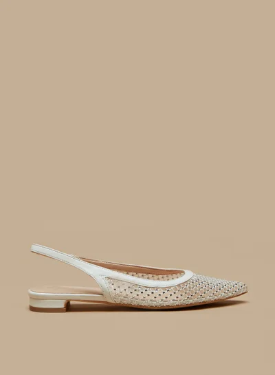 Flora Bella By Shoexpress Womens Embellished Pointed Toe Ballerina Shoes with Slingback Closure Ramadan Collection