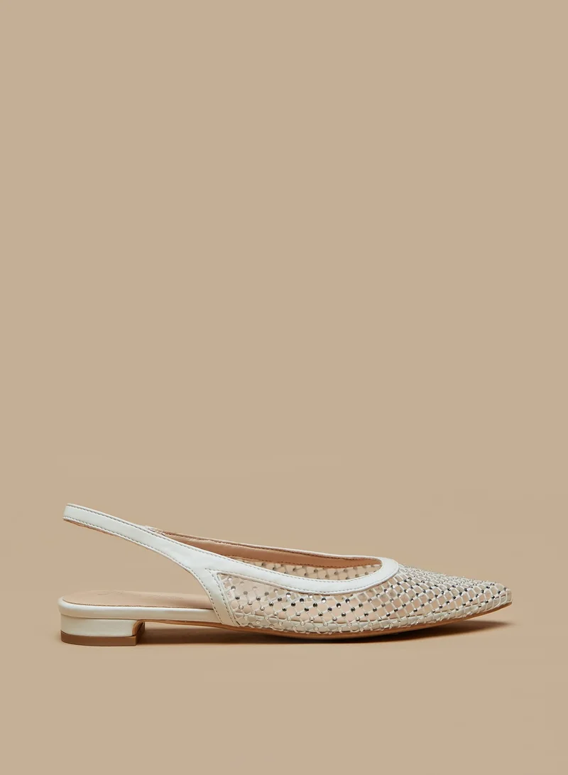 Flora Bella By Shoexpress Womens Embellished Pointed Toe Ballerina Shoes with Slingback Closure Ramadan Collection