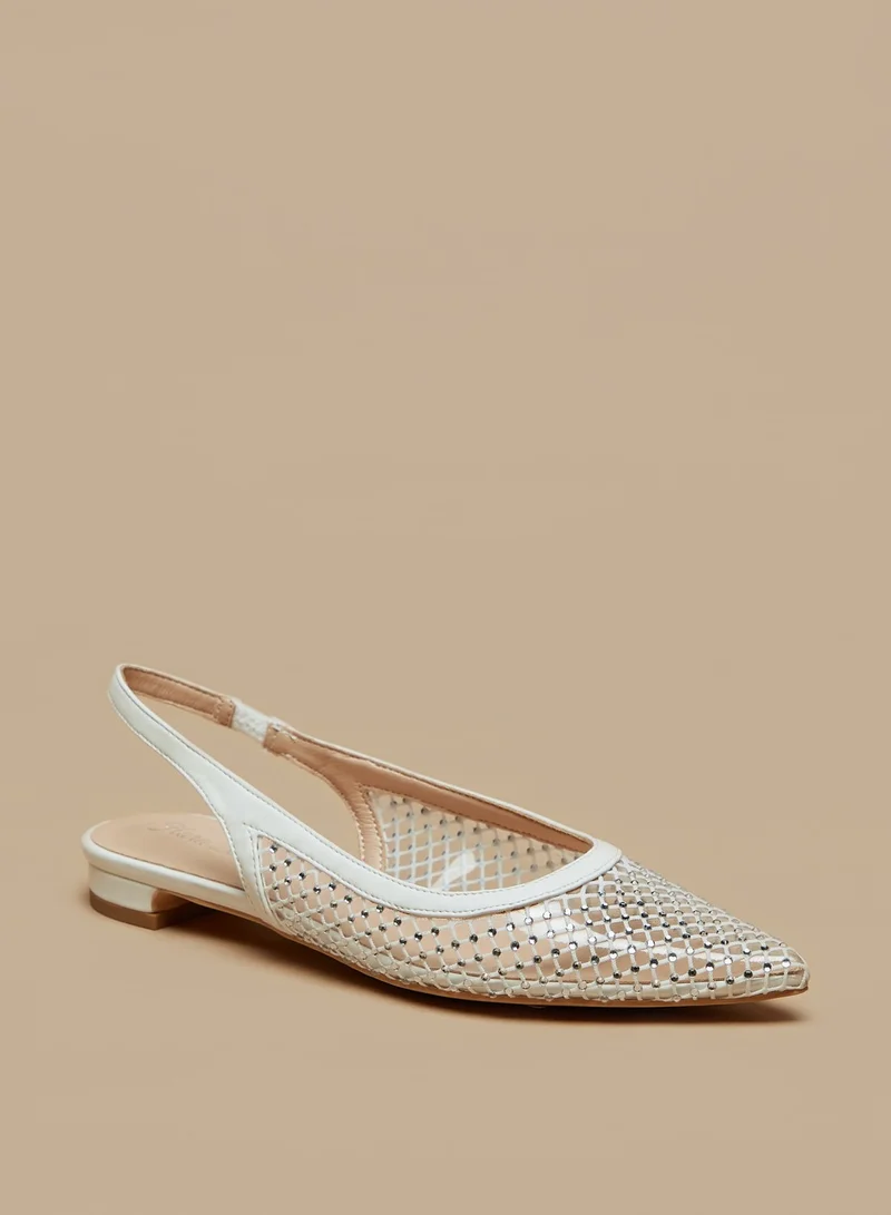 Flora Bella By Shoexpress Womens Embellished Pointed Toe Ballerina Shoes with Slingback Closure Ramadan Collection