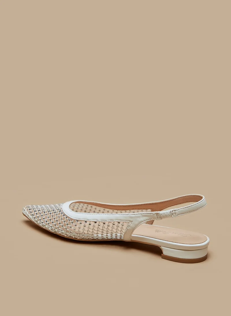 Flora Bella By Shoexpress Womens Embellished Pointed Toe Ballerina Shoes with Slingback Closure Ramadan Collection