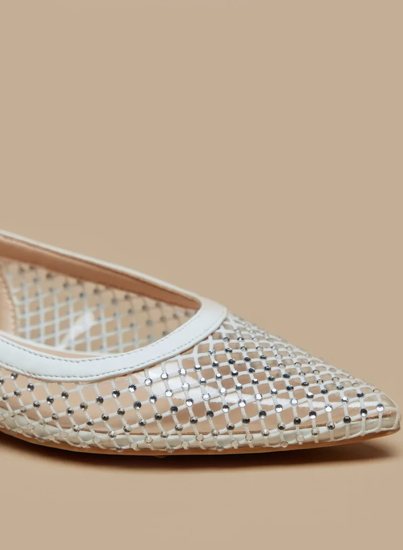 Flora Bella By Shoexpress Womens Embellished Pointed Toe Ballerina Shoes with Slingback Closure Ramadan Collection
