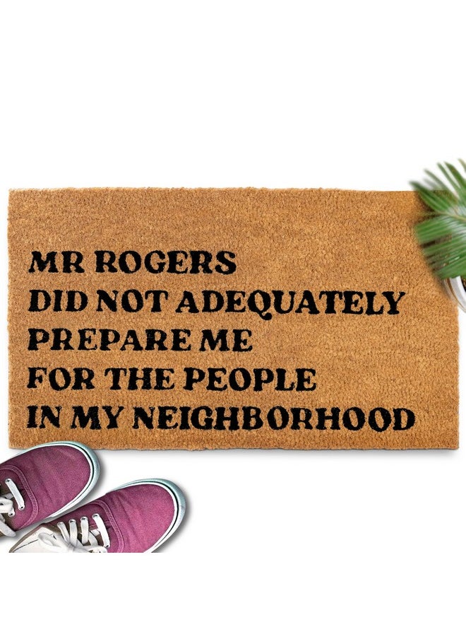 MAINEVENT Mr Rogers Funny Welcome Mat, 30X17 Inches, Brown  - Image 1