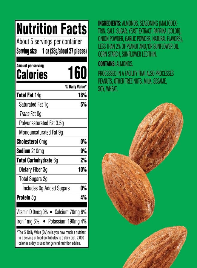 Emerald Nuts Dry Roasted Almonds (1-Pack) | 5 Oz Resealable Bag | Plant-Based Protein, Kosher Certified, Non-GMO | Contains No Artificial Preservatives, Flavors or Synthetic Colors - Image 4