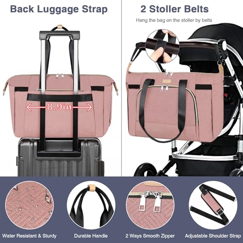 ITIEZY Diaper Bag Tote for Baby 7Pcs - Large Mommy Bag with Portable Changing Pad, Pacifier Case and Organizer Pouches, Multifunctional Hospital Bags for Labor and Delivery Travel Baby Bag for Boy Girl - Image 5
