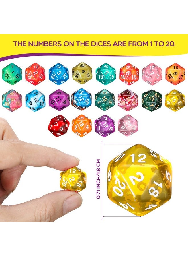 Skylety 100 Pieces Polyhedral Dice Set with Black Pouch Polyhedral Dice Compatible with RPG MTG Table Games Multi Colored Assortment (20 Sided)  - Image 4