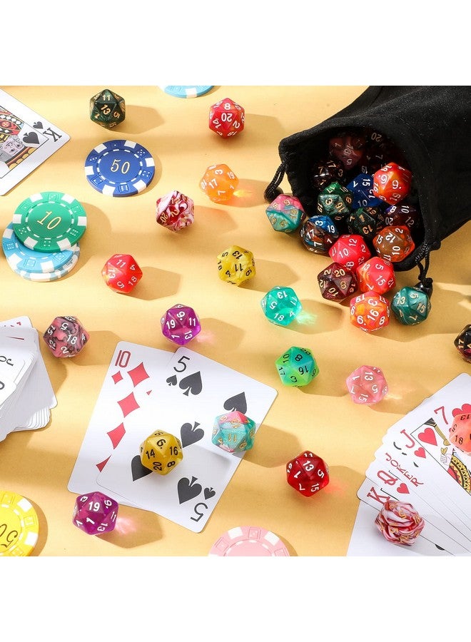 Skylety 100 Pieces Polyhedral Dice Set with Black Pouch Polyhedral Dice Compatible with RPG MTG Table Games Multi Colored Assortment (20 Sided)  - Image 2