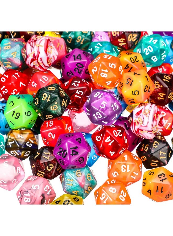 Skylety 100 Pieces Polyhedral Dice Set with Black Pouch Polyhedral Dice Compatible with RPG MTG Table Games Multi Colored Assortment (20 Sided)  - Image 1