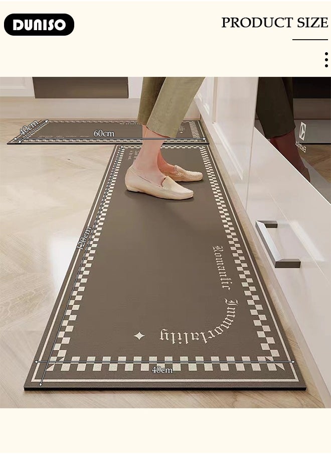 DUNISO 2 PCS  Kitchen Mats and Rugs Set , Non Slip Heavy Duty Standing Mat, Quick Dry Diatom Mud Floor Mat,  Extra Soft and Absorbent Floor Mats for  Kitchen, Bath, Office, Laundry(40*60cm+40*120cm)  - Image 4