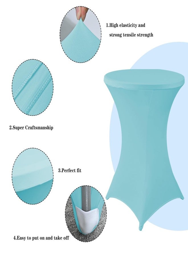 HAORUI Spandex Cocktail Table Covers, 2 Pack Fitted Round Highboy Stretch Table Cloths for Party, Bar, Wedding, Birthday, Banquet (Baby Blue, Fit for 30-32" Diameter x 42" Height Tables) - Image 5