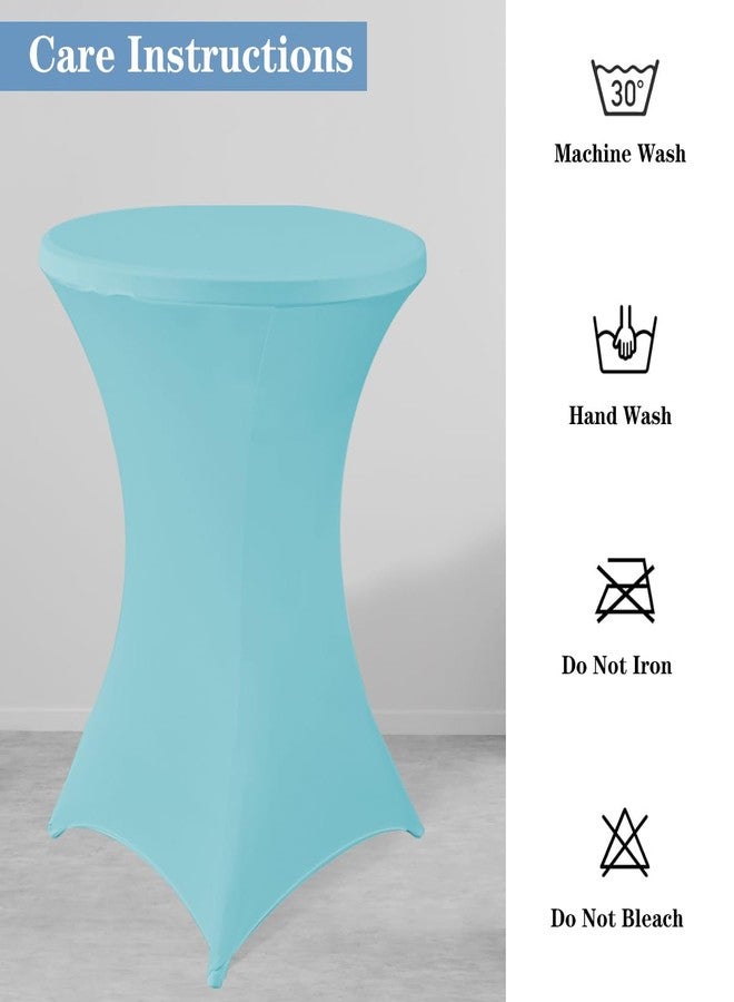 HAORUI Spandex Cocktail Table Covers, 2 Pack Fitted Round Highboy Stretch Table Cloths for Party, Bar, Wedding, Birthday, Banquet (Baby Blue, Fit for 30-32" Diameter x 42" Height Tables) - Image 4