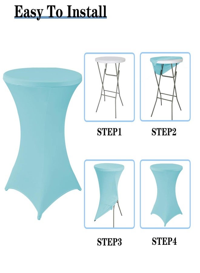 HAORUI Spandex Cocktail Table Covers, 2 Pack Fitted Round Highboy Stretch Table Cloths for Party, Bar, Wedding, Birthday, Banquet (Baby Blue, Fit for 30-32" Diameter x 42" Height Tables) - Image 3