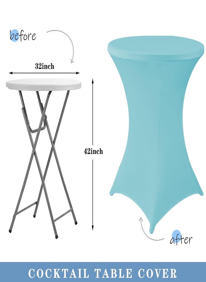 HAORUI Spandex Cocktail Table Covers, 2 Pack Fitted Round Highboy Stretch Table Cloths for Party, Bar, Wedding, Birthday, Banquet (Baby Blue, Fit for 30-32" Diameter x 42" Height Tables) - Image 2
