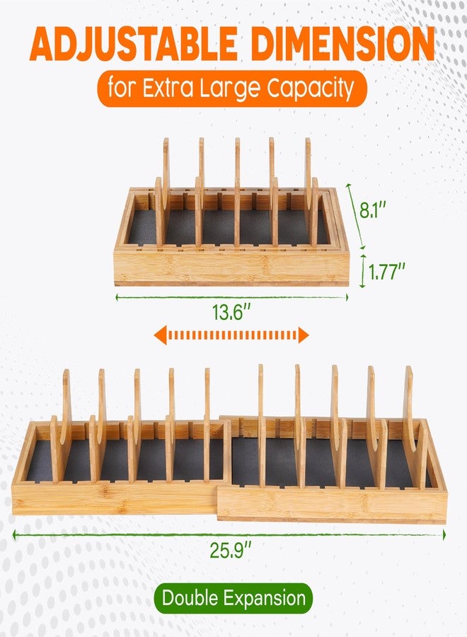 Bewbow [Adjustable] Bamboo Pots and Pans Organizer under Cabinet, Expandable Bakeware & Cutting Board Organizers with Diatomaceous Earth Base & 10 PCS Adjustable Dividers, Tray Organizer for Kitchen Storage - Image 2