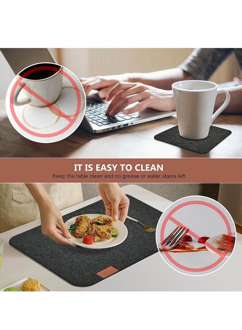 Washable Placemats Set 18 Pieces, 6 Placemats, 6 Coasters, 6 Cutlery Pockets, Felt Coasters Set, Platters, Felt Set - Image 4
