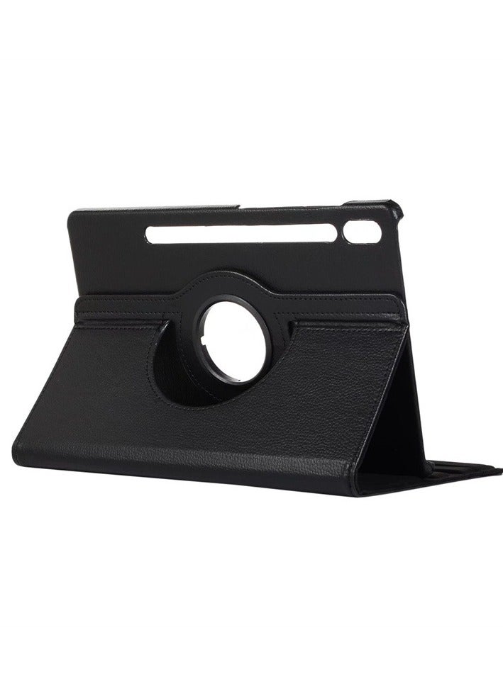 Case for Samsung Galaxy Tab S10 Ultra, Multi-Angle Stand + 360 Rotating Bracket + Shockproof Leather Slim Protective Cover, Black - Image 2