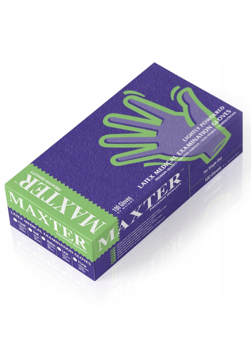 MAXTER White Latex Gloves S Medical Exam Powdered Disposable Gloves 100 pcs per box SMALL (S) - Image 3
