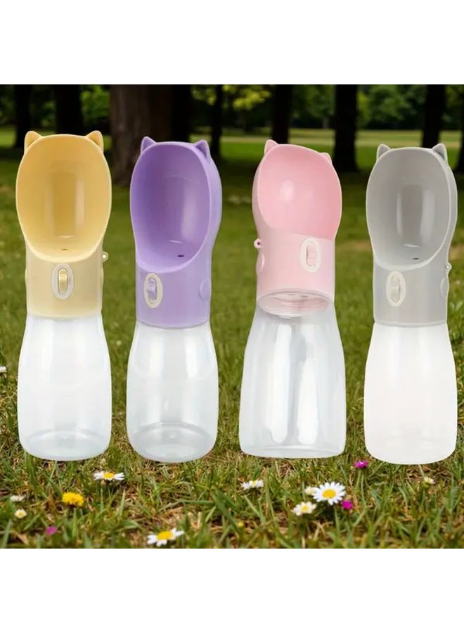 Yellow Portable Manual Push Pull Pet Water Dispenser Collapsible Dog Cat Travel Bottle - Image 2